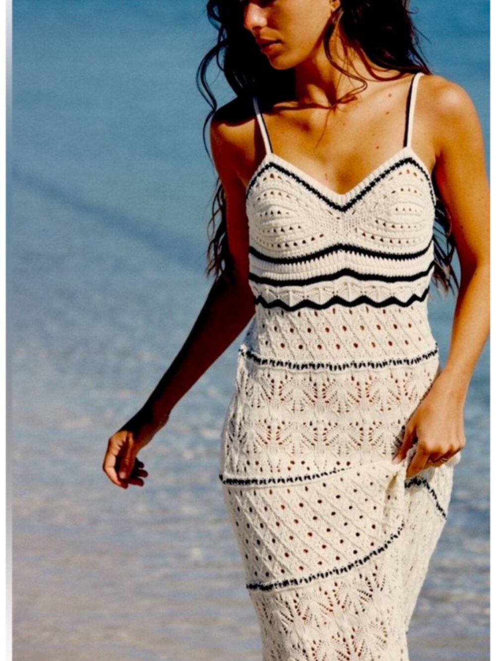 Olive + Oak Boho Knit Pointelle Maxi Dress - Picture 2 of 11